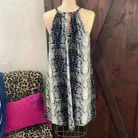 Nicole Miller Halter neckline a-line with Side Pockets, Size M, snake print - Picture 4 of 10